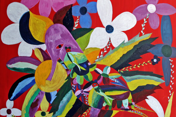 9 Monique Le Chapelain, Grand éléphant décoré, 1997, 50x73cm (inv Muel D85)